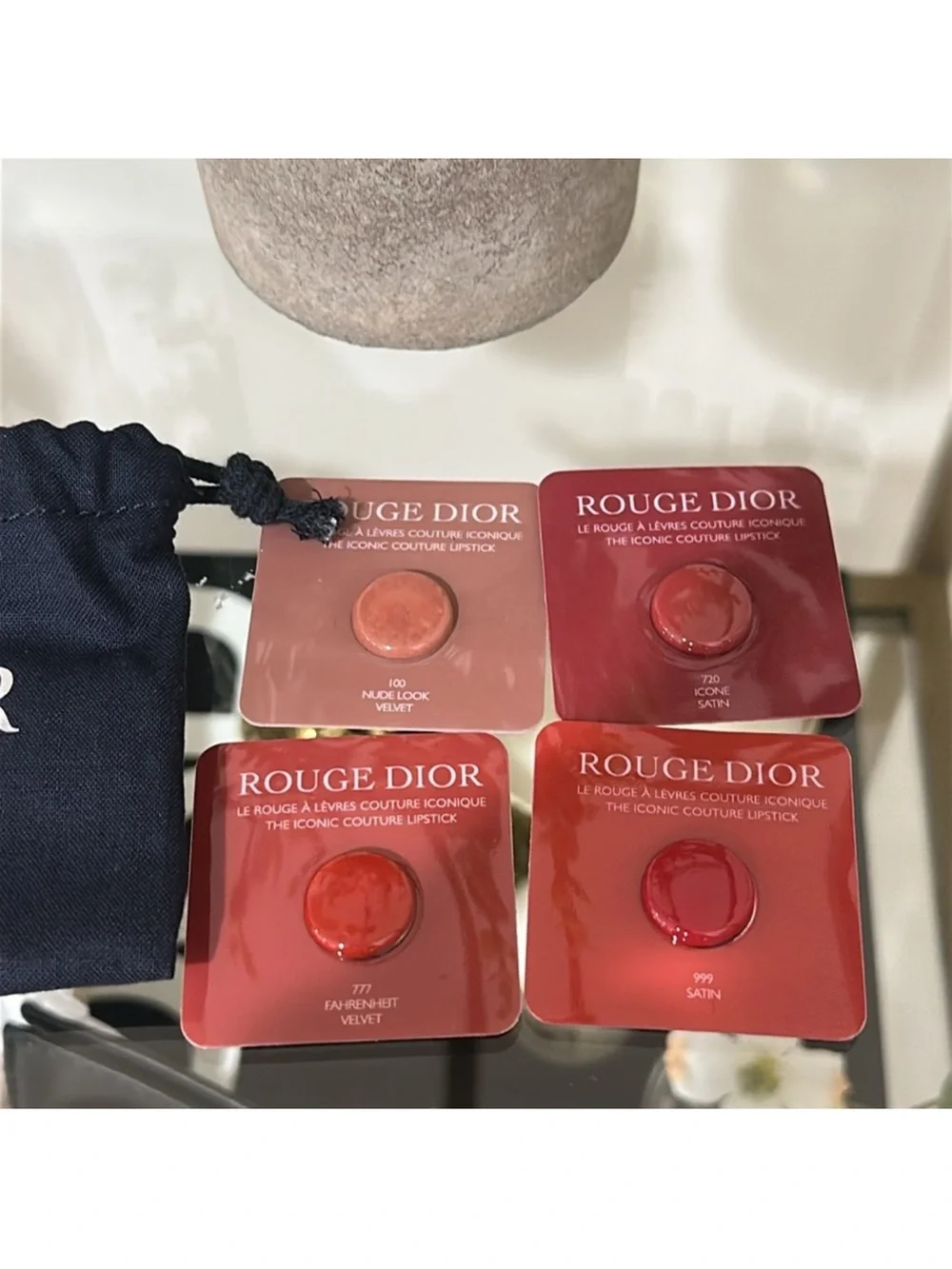 Dior Pouch and Dior Rouge Mini Lip Swatches